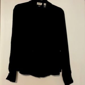Loft size 6 soft black velvet shirt with velvet buttons & silk lined sleeves.